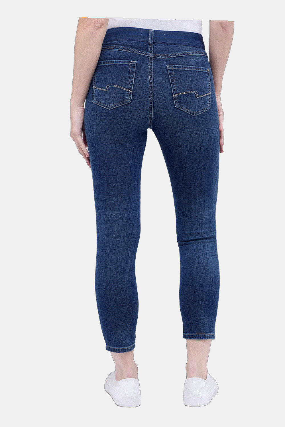 Slim Fit Hose Damen aus Sweat-Stoff mit elastischer Struktur und mittlerer Bundhöhe in Dunkelblau